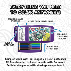 Colorpockit open compartment shows easy access to pencils and cards.