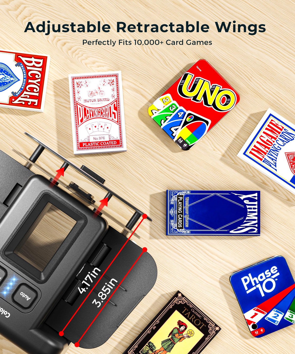 Colorsmoon retractable wings adjusting to multiple card sizes for versatility.