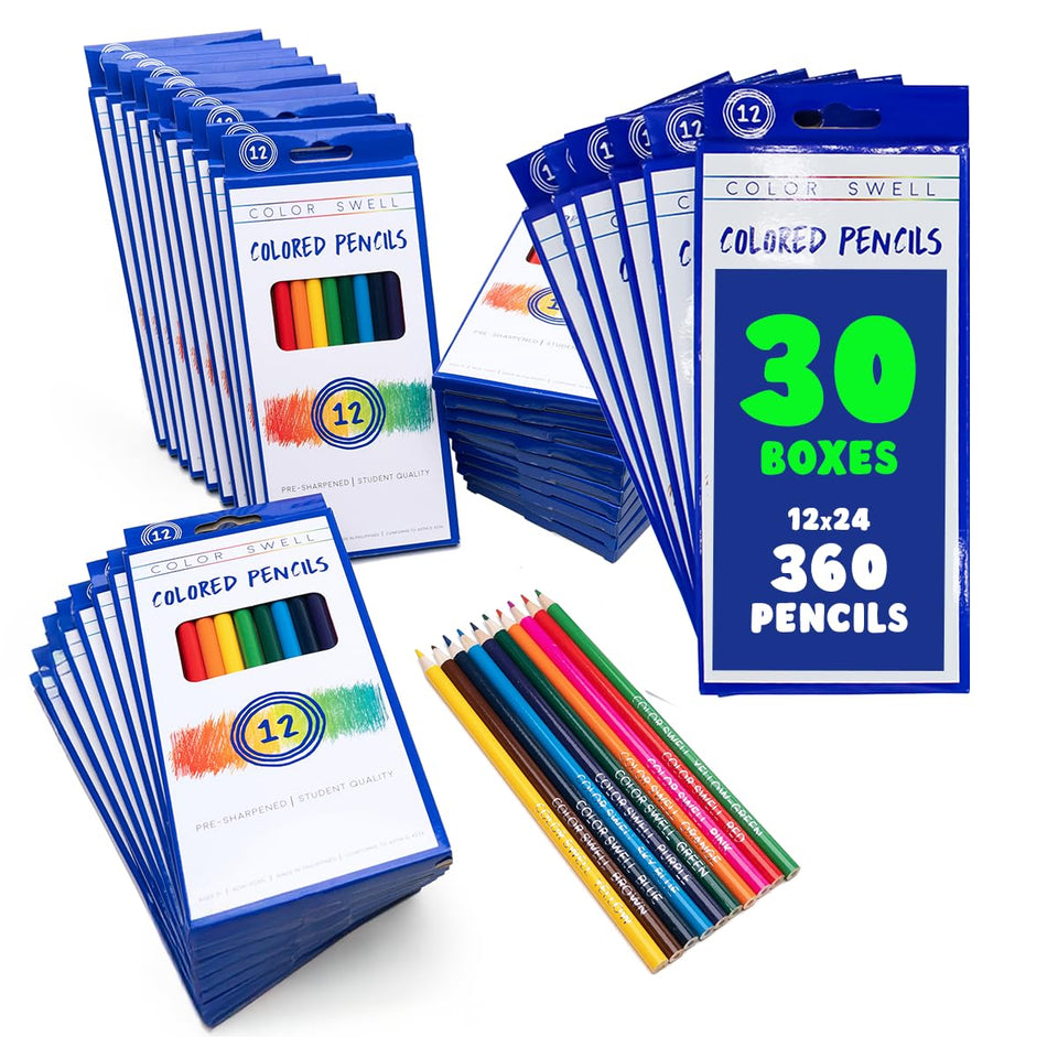 Color Swell bulk colored pencils in a 30-sets box for classroom projects and parties.
