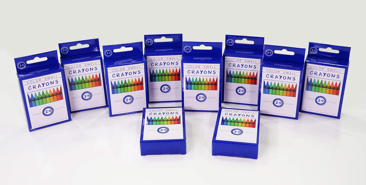 Color Swell bulk crayons 10-box set with 24 colors for classroom projects