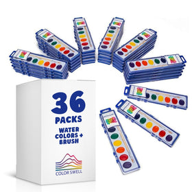 Color Swell bulk watercolor set with wood brushes for classroom use.