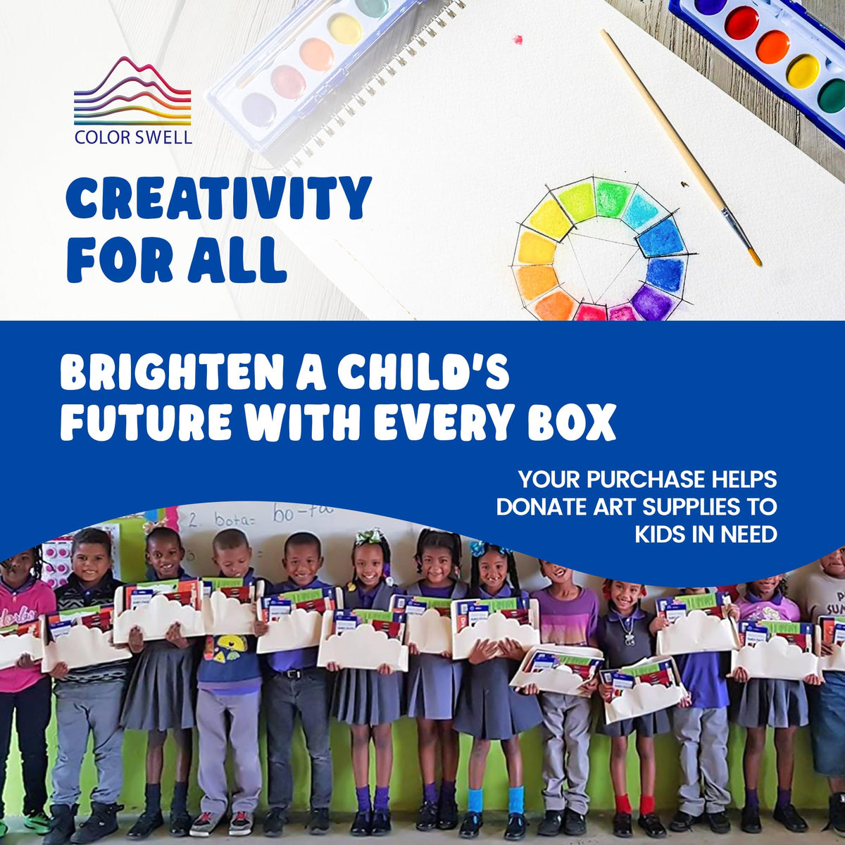 Color Swell party favors and donations with ready-to-use sets.