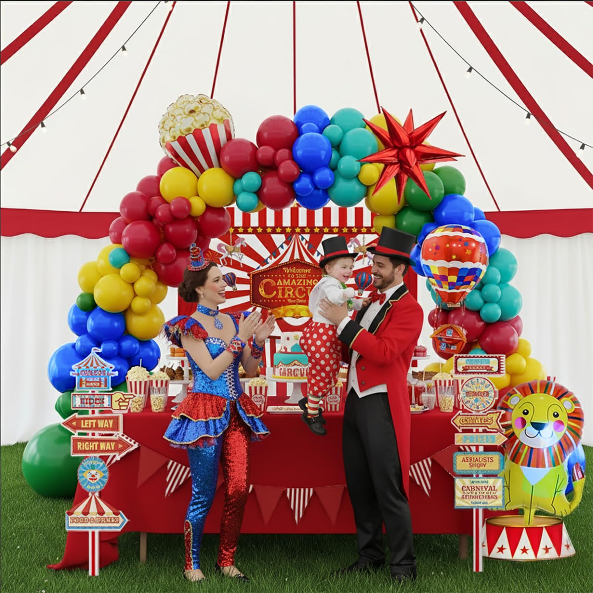 ColorToyz popcorn balloon creates a playful circus vibe for photo-worthy moments.