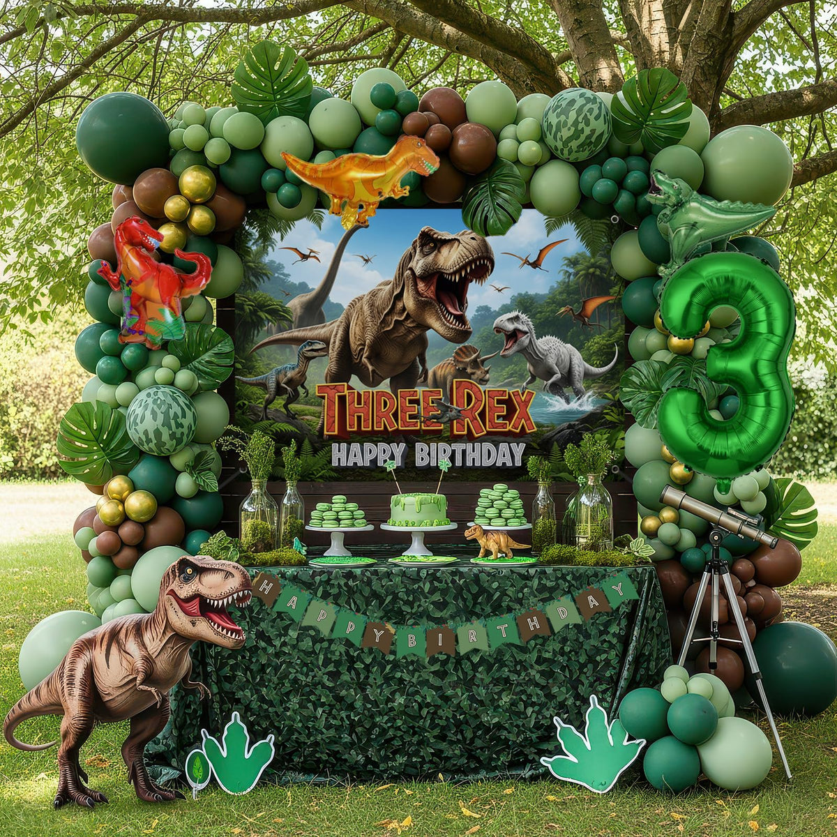 ColorToyz dino-themed backdrop sets a vivid party scene.