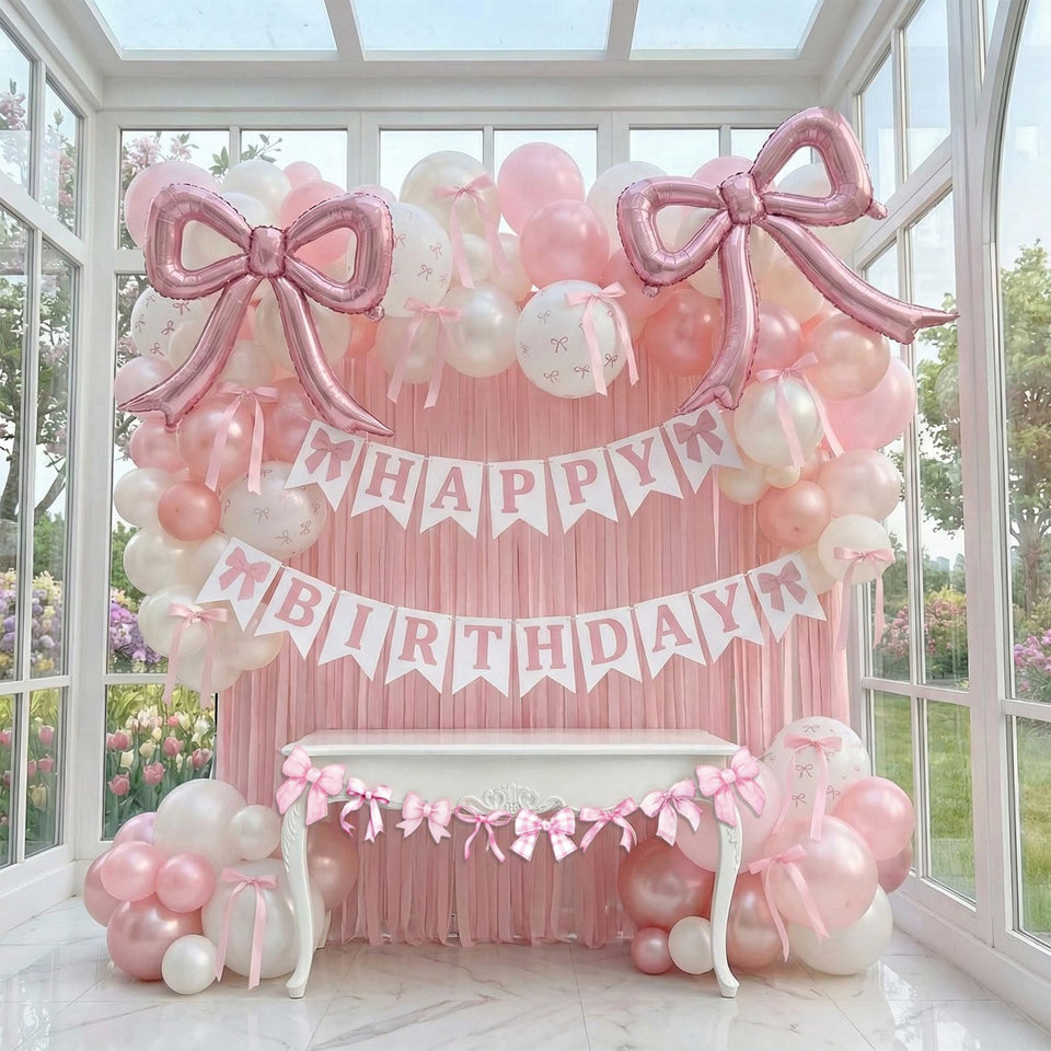 ColorToyz Pink Bow Balloon Set for elegant party centerpieces and photo-worthy moments.