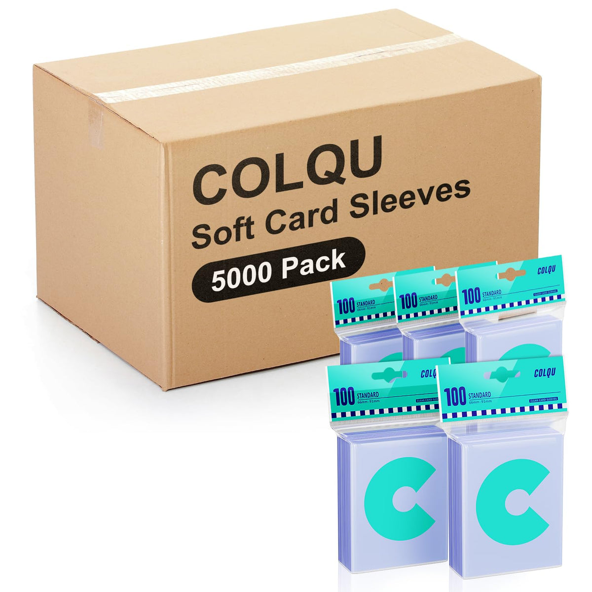 COLQU 5000ct clear card sleeves pack showing quantity for safe card storage.