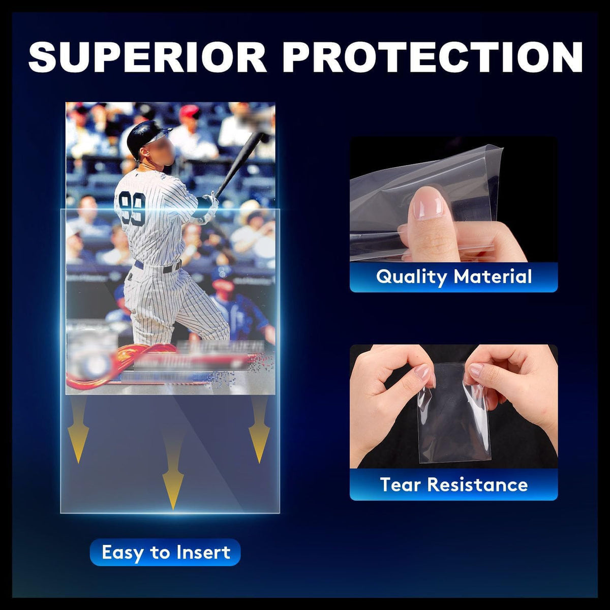 COLQU crystal clear sleeves reveal true card colors for easy appreciation.