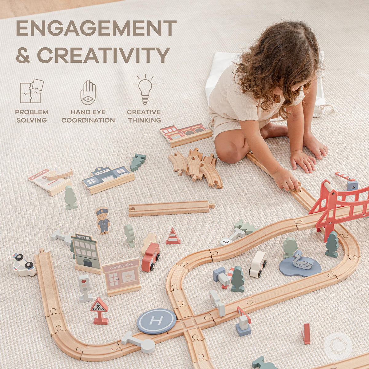 Comfy Cubs expandable track layout grows with your child’s skills.