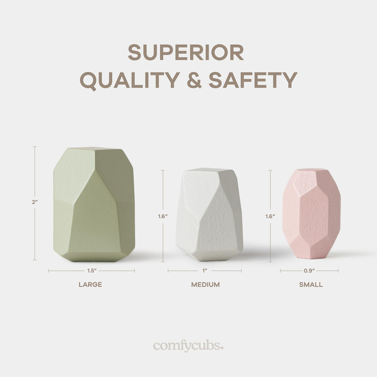 Comfy Cubs neutral-pack image conveys versatile gift-ready wooden toy for growing kids.