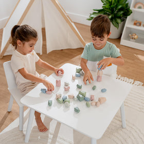 Comfy Cubs rocks closeup shows vibrant colors that invite creative stacking and sensory play.