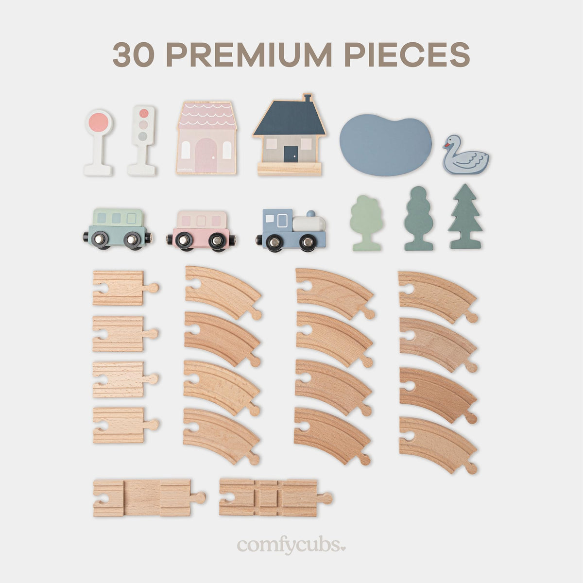 Comfy Cubs wooden bridge and trees create cozy town scenes for adventures