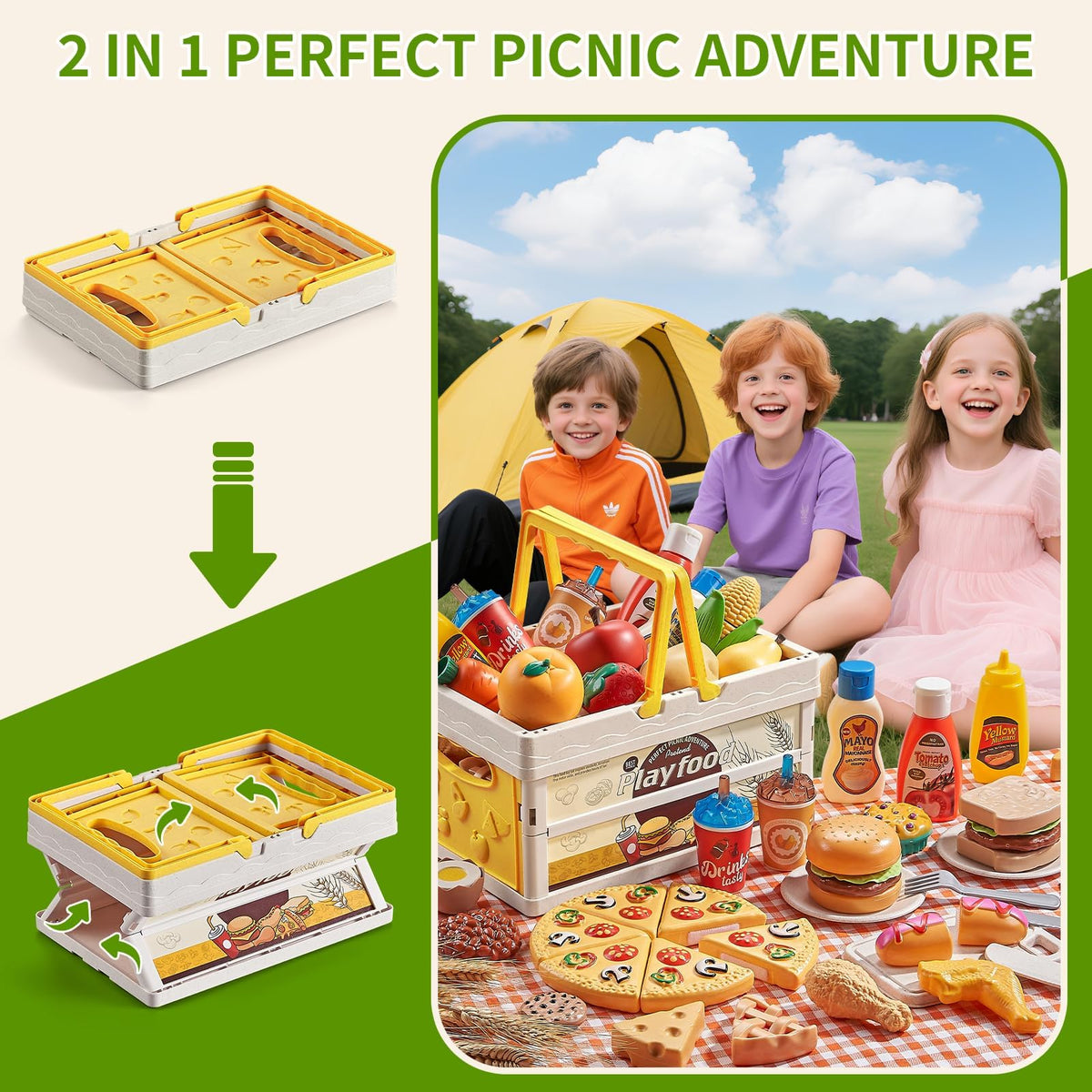 Comirth play food sets fruits and vegetables inspire pretend shopping and colorful pretend cooking.