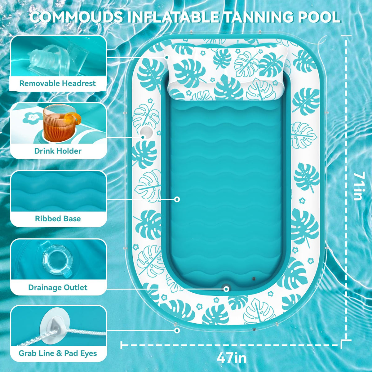 COMMOUDS 0.3mm PVC durable material ensures long-lasting waterproof use.