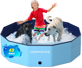 COMMOUDS foldable dog pool on lawn for quick cooling after play