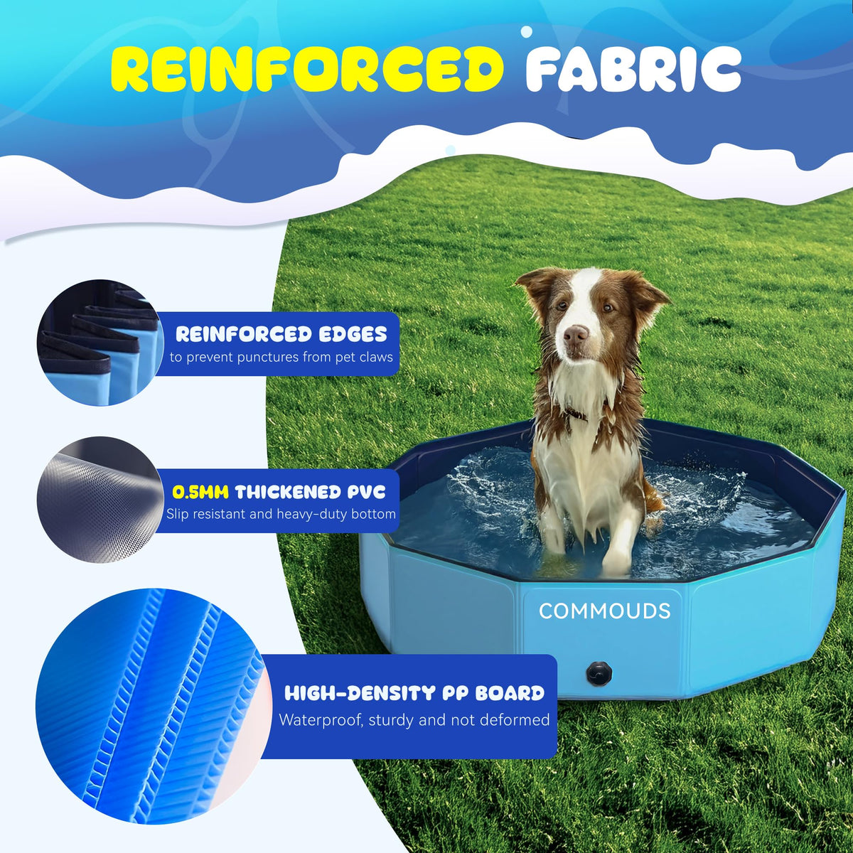 COMMOUDS foldable pool hose adapter included for simple water management.