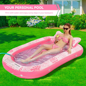 COMMOUDS maple leaf pattern adds visual appeal to the pink pool float