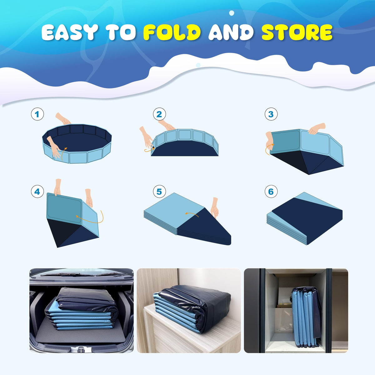 COMMOUDS pool close-up highlighting anti-slip bottom for safer bath time.