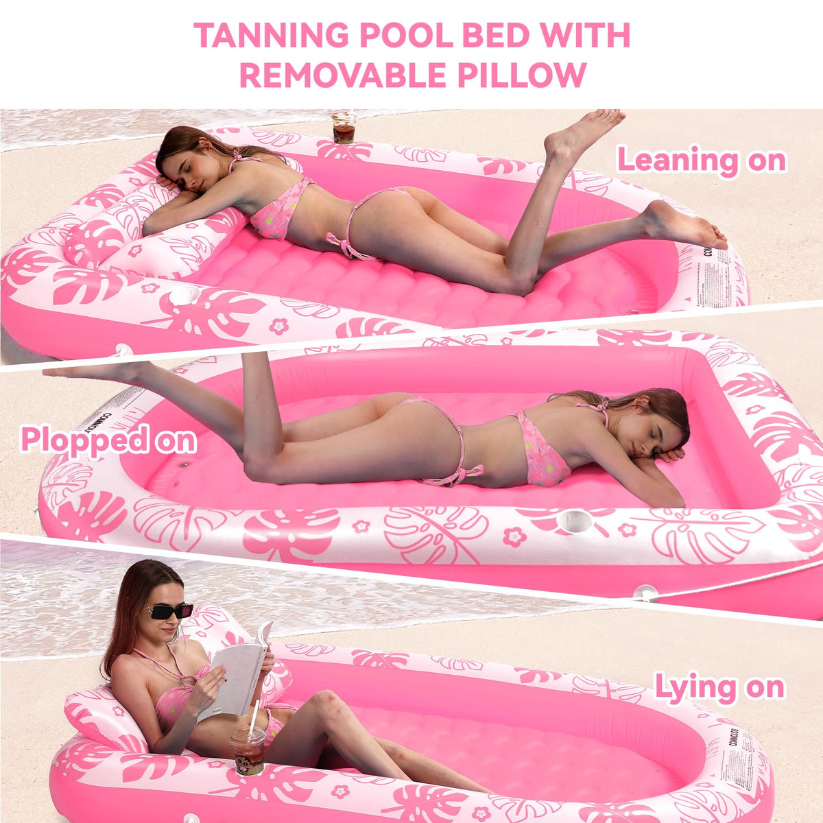 COMMOUDS drainage outlet on pool lounger for quick draining and compact storage