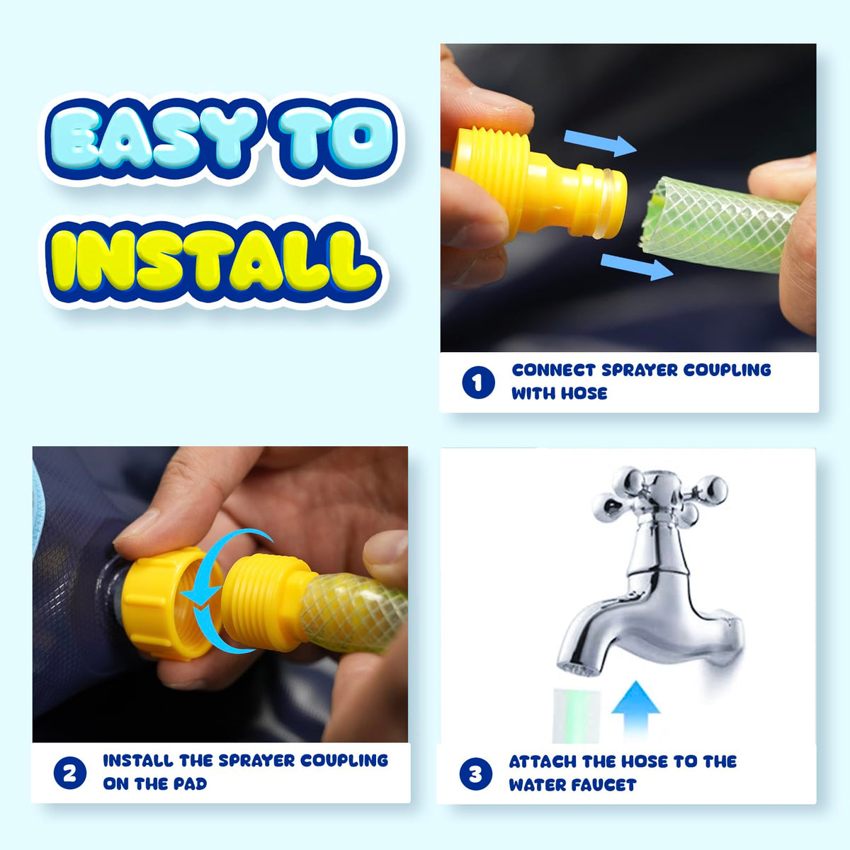 COMMOUDS splash pad adjustable spray lets you control spray height