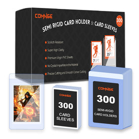 Comnge 600ct semi-rigid card holder front view with ultra-clear protection.