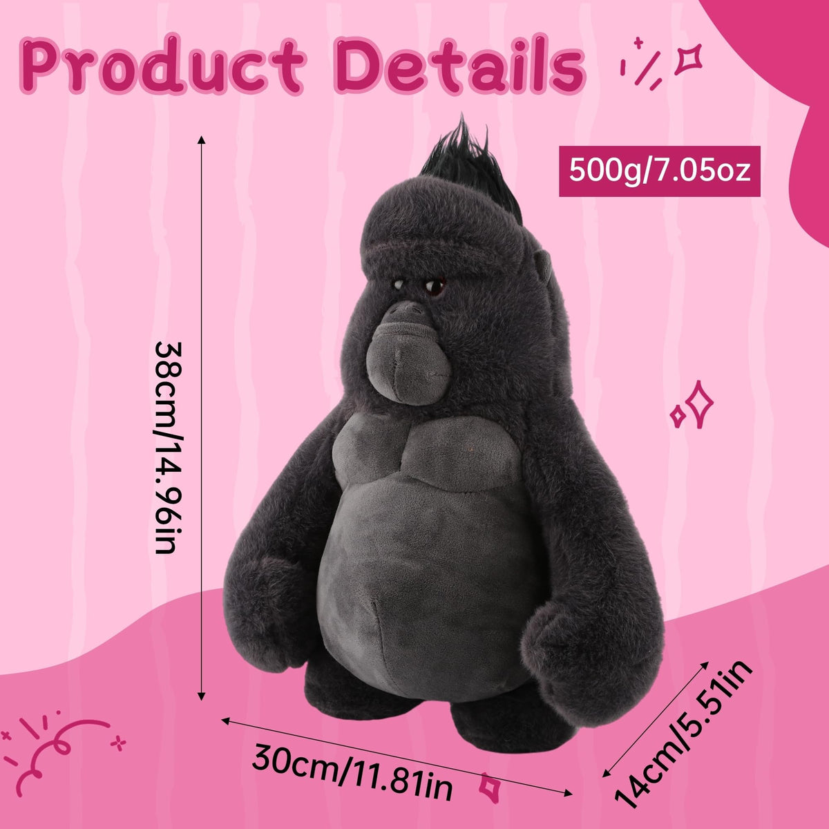 Comnonage gorilla plush with durable stitching for daily cuddles