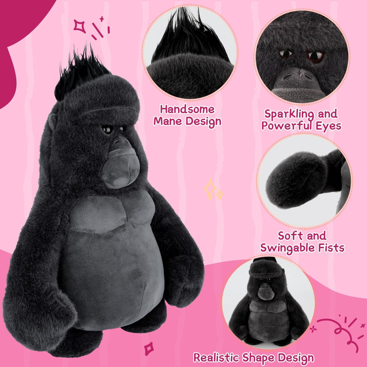Comnonage gorilla plush hugging pillow ready for bedtime comfort
