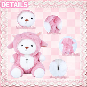 Comnonage Plush bear decor for desk or shelf with charm.