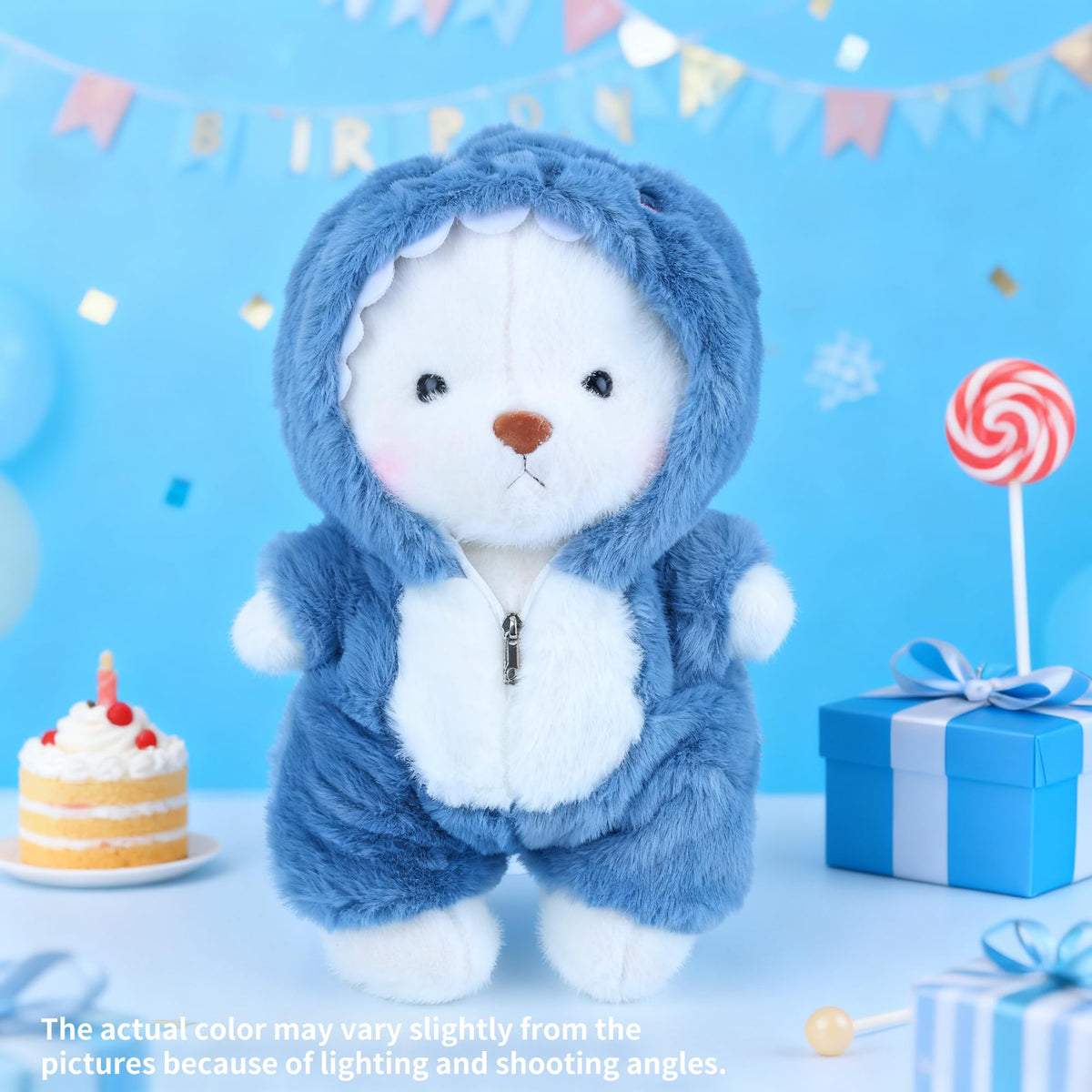 Comnonage teddy bear with movable legs, poseable for seated or standing displays