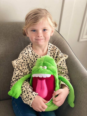 CONHENCI Slimer doll in a hugging pose for companionship.