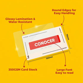 Durable 350G cardstock with glossy finish protects daily study with conJUGAR cards.