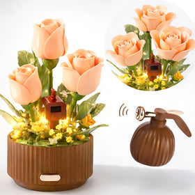 ConLinktion electric flower bouquet blooms with motorized roses for desk decor.