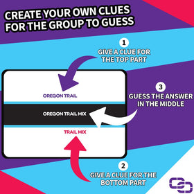 Connected Clues clue-giving action energizes rounds with creativity and laughs