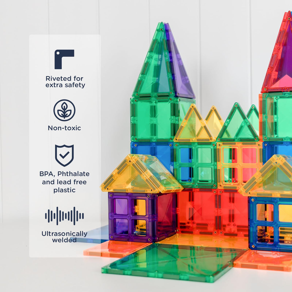 Kids build 2D and 3D structures like houses and castles