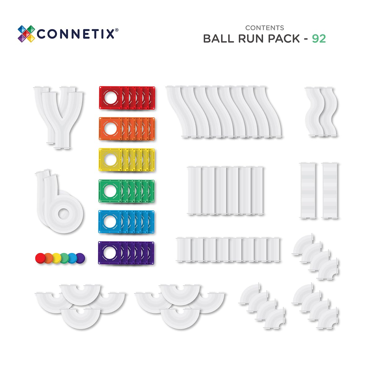 Rainbow ball run demonstrates safe, non-toxic construction for curious minds.