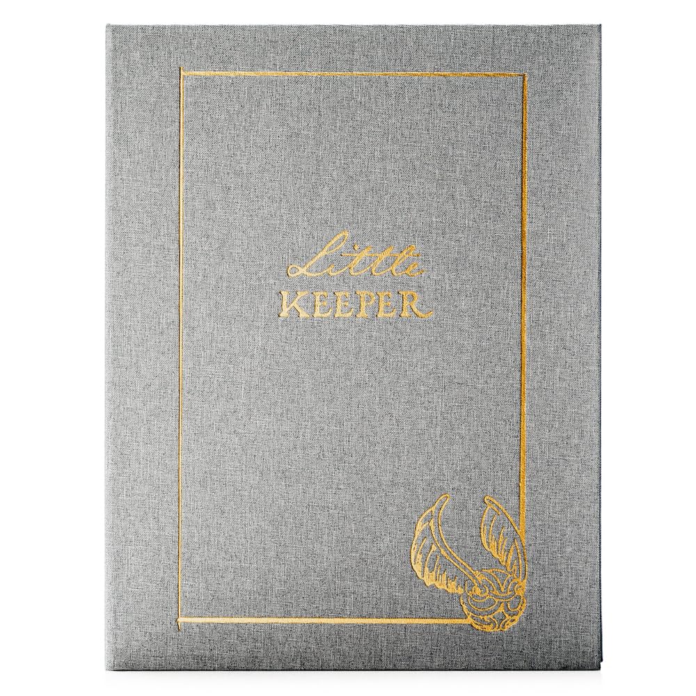 CON*QUEST Little Keeper album with grey linen cover showcases premium texture for lasting memory keepsakes.