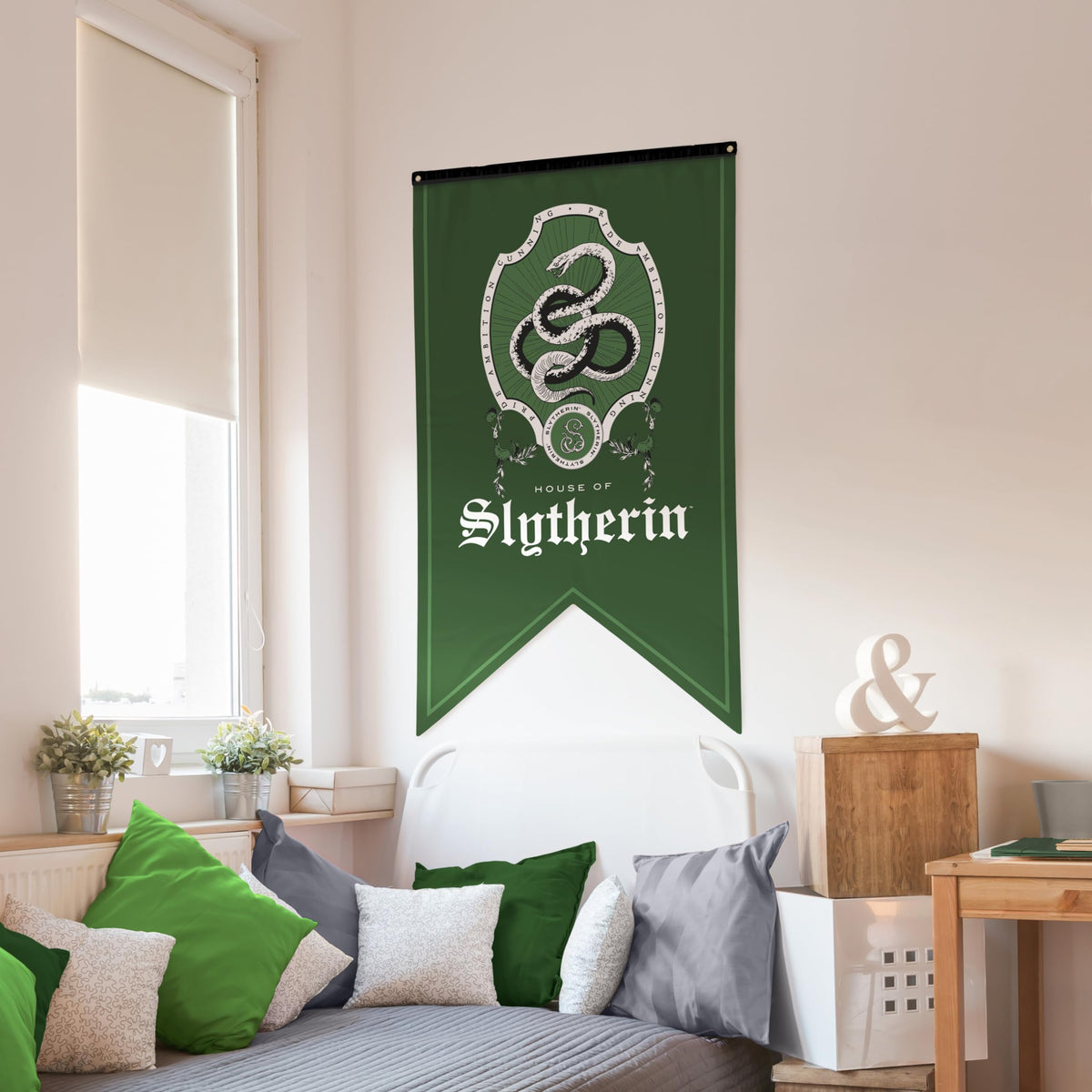 CON*QUEST banner with gold grommets for easy hanging.