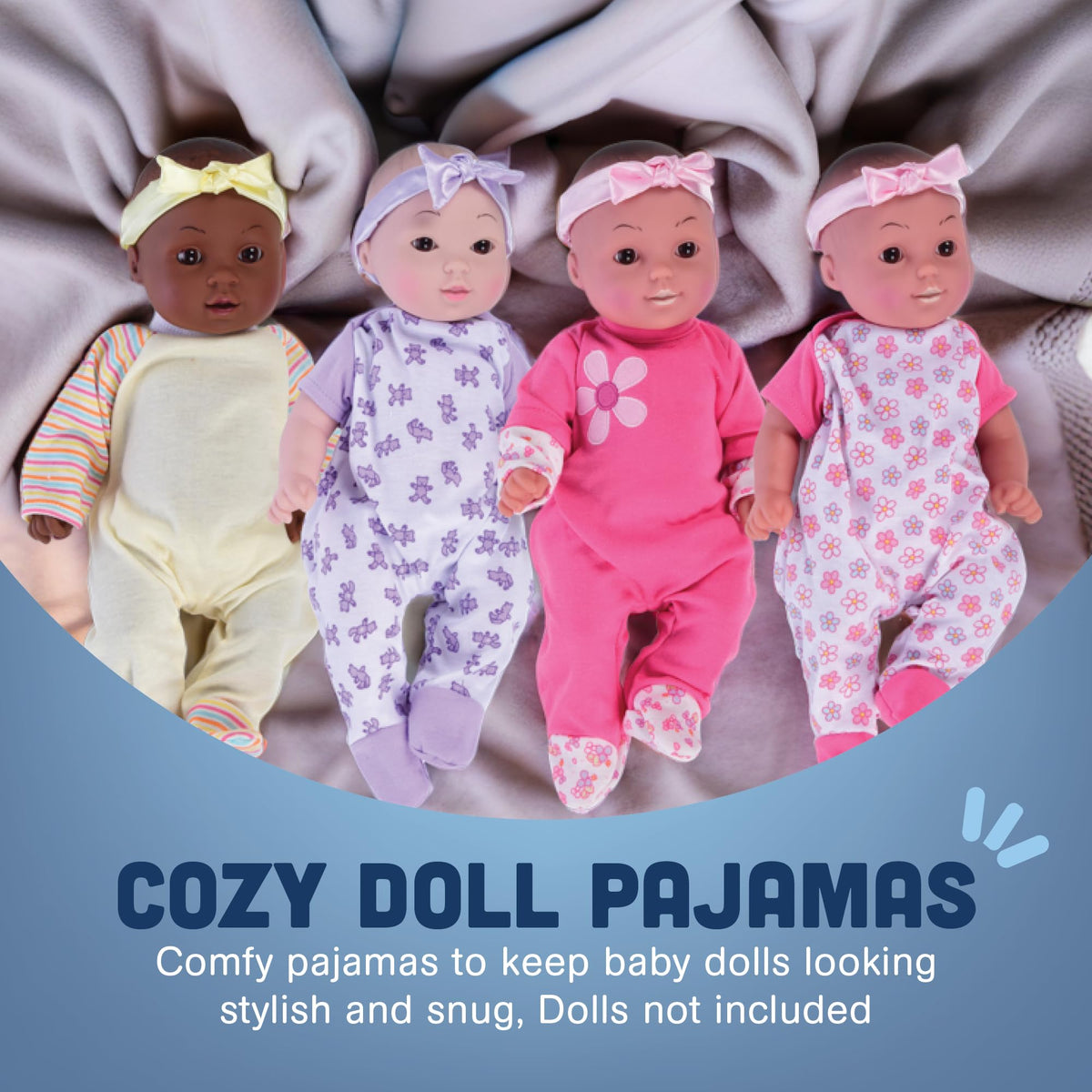 Constructive Playthings 12-14 inch doll pajamas close-up showing durable stitching