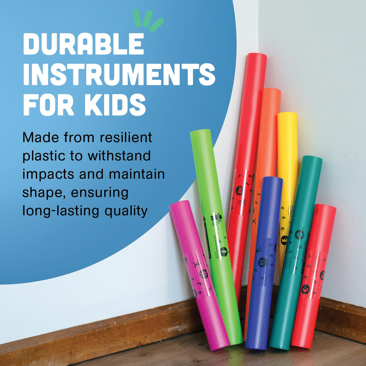 Constructive Playthings Boomwhackers portable set supports quick setup and group activities.