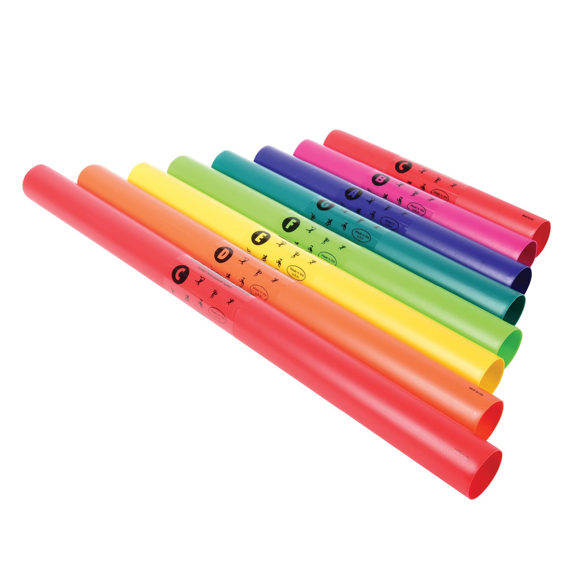 Constructive Playthings Boomwhackers in C-to-C scale for classroom musical exploration.