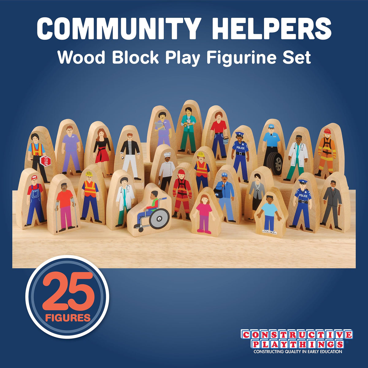 Constructive Playthings diverse wood figures encourage kids to explore different roles.