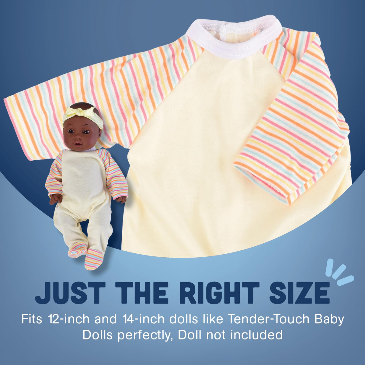 Constructive Playthings machine-washable doll pajamas for quick cleanup after playtime