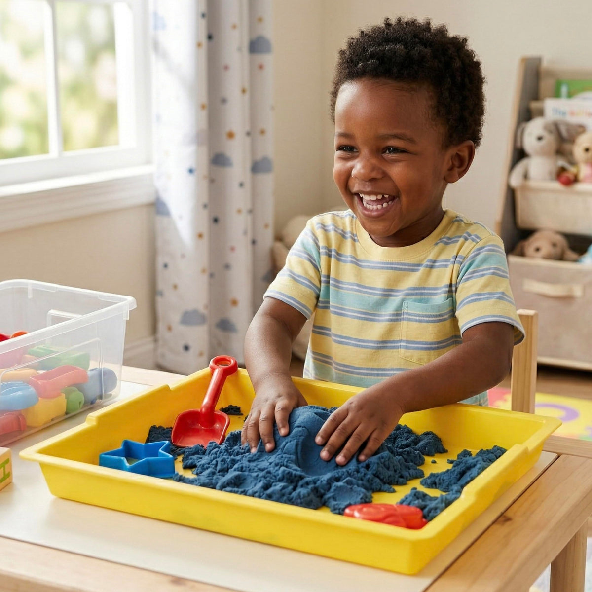 Constructive Playthings blue-green trays offer large surfaces for creative projects