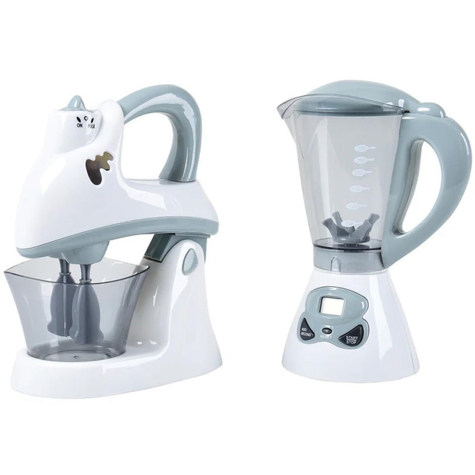 Constructive Playthings blender with spinning blades for pretend smoothies and active play.