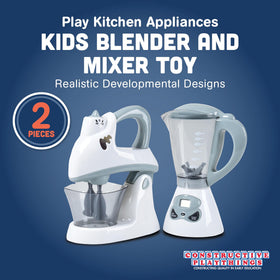 Constructive Playthings mixer with removable bowl for realistic baking role-play.