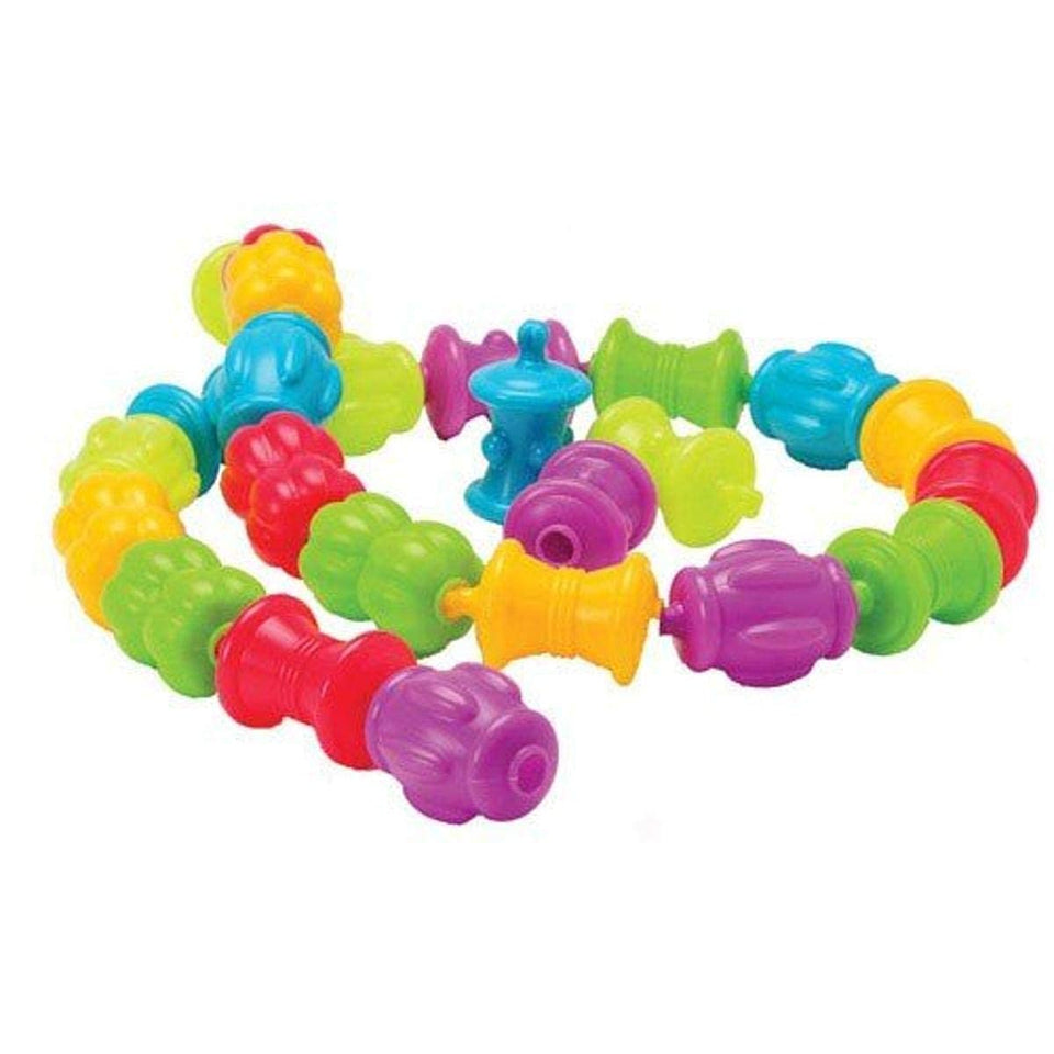 Constructive Playthings snap bead in blue for easy snapping and fine motor play.