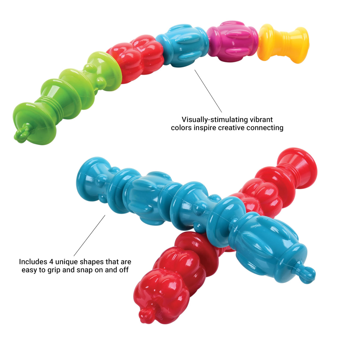 Constructive Playthings snap bead in purple supports color sorting and patterns.