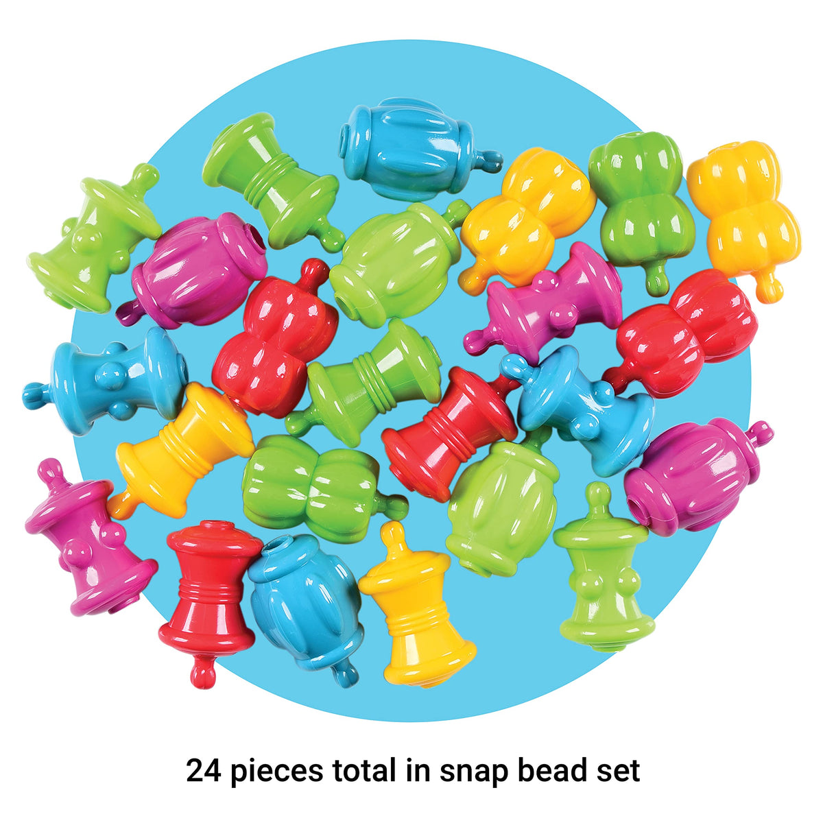 Constructive Playthings red snap bead encourages jewelry design and hand strength.