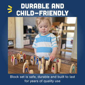 Constructive Playthings wooden building sets pair well with these figures.