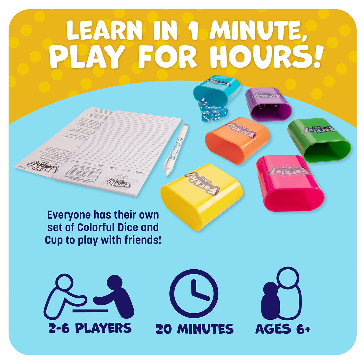 Continuum Games Farkle Deluxe score sheets help track points clearly.