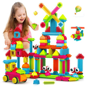 Contixo 144-pcs bristle tiles top view for creative building play